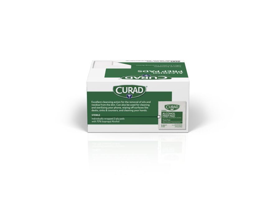 Curad Alcohol Prep Pads, 70% Alcohol, 1000 Count (5 Boxes 200 CT/EA)