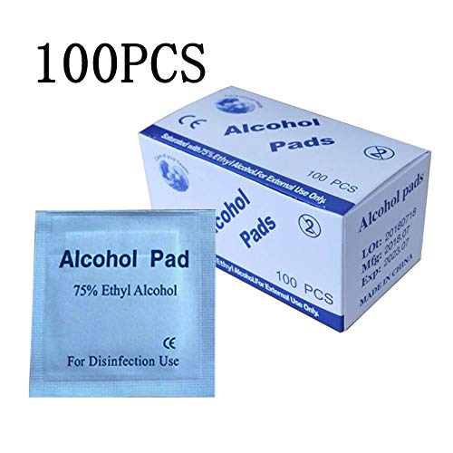 100PCS Disposable Alcohol Prep Pads - Skin Cleansing Wipes Saturated with 75% Ethanol - Medical Alcohol for Home or Outdoor Use