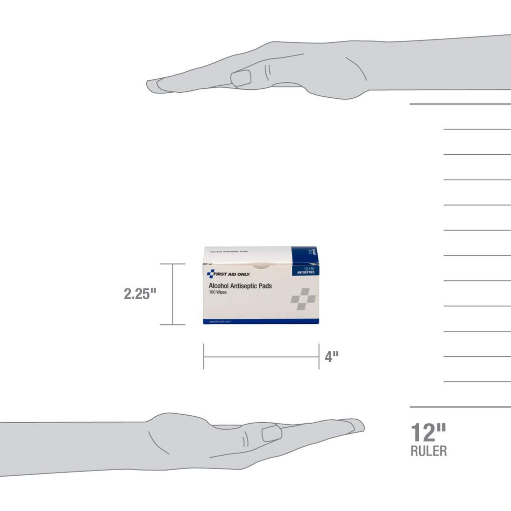 First Aid Only 12-110 Alcohol Wipes, Individually Wrapped, 100 Per Box