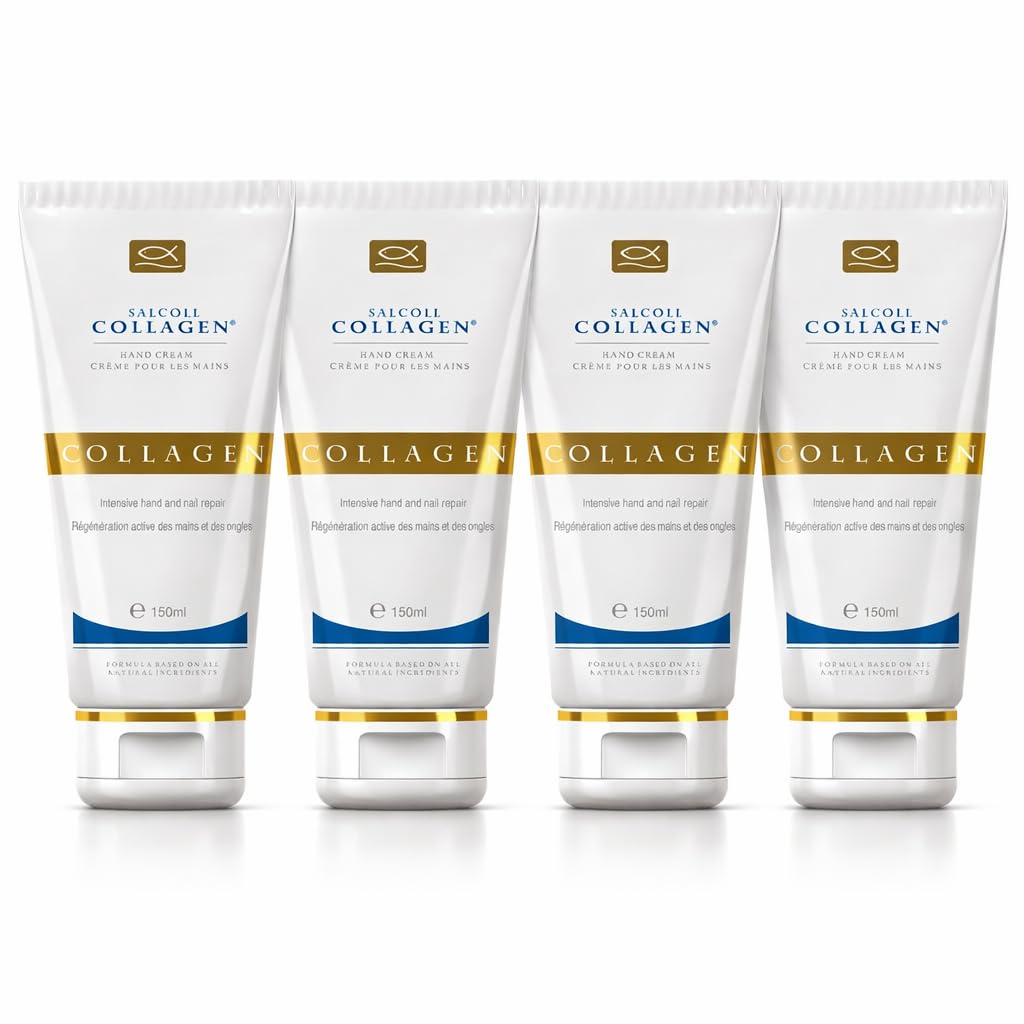 Salcoll Pure Bioactive Anti-Aging Collagen Repair Hand Cream - Hypoallergenic Moisturizing Lotion, Dry Skin Relief, All Skin Types, 150 ml
