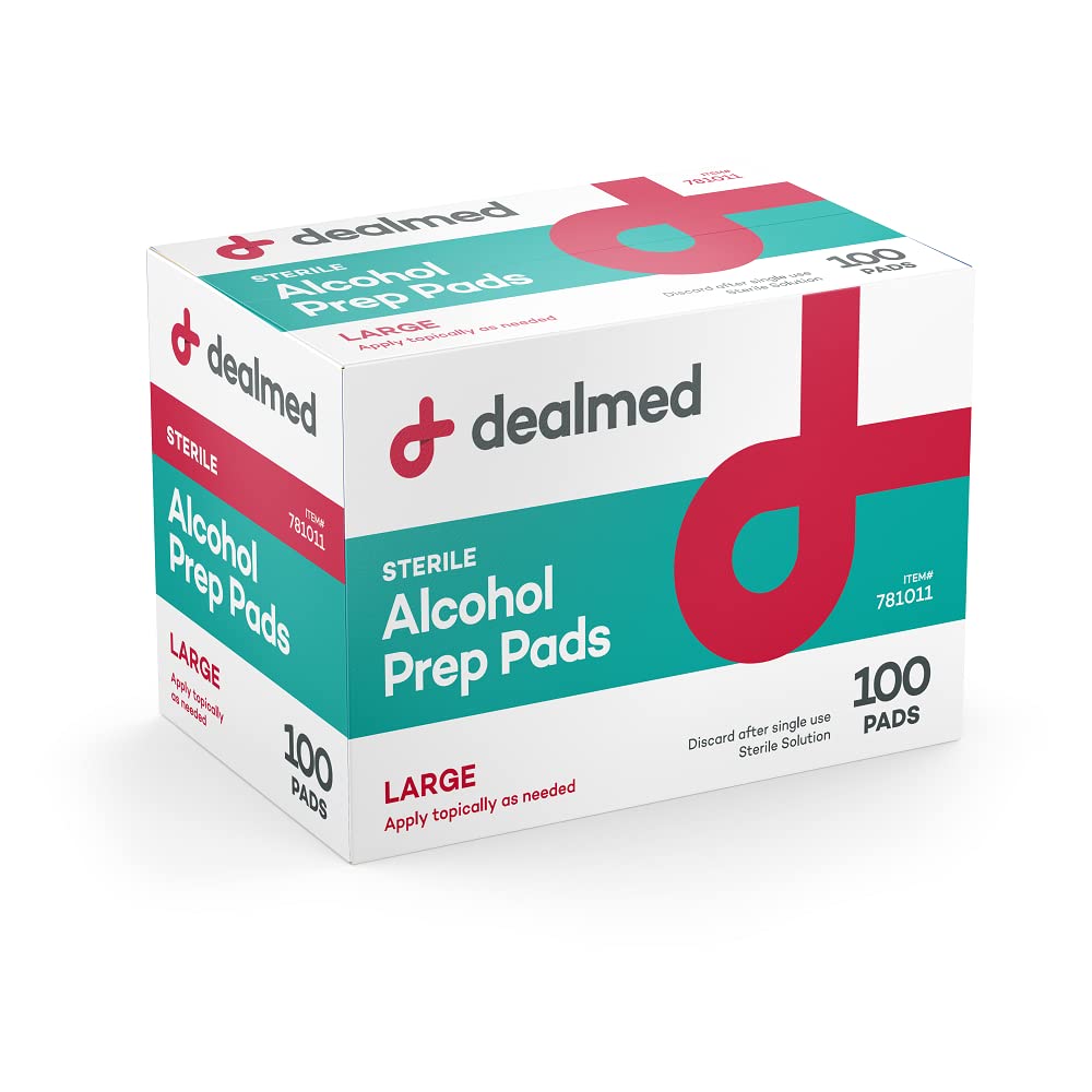 Dealmed Alcohol Prep Pads - 70% Alcohol, Sterile Wipes - 200 Count