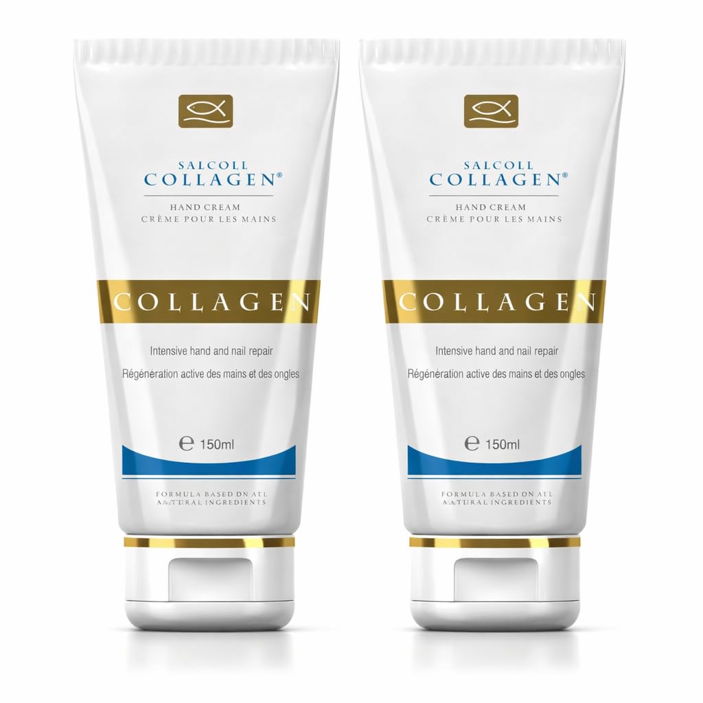 Salcoll Pure Bioactive Anti-Aging Collagen Repair Hand Cream - Hypoallergenic Moisturizing Lotion, Dry Skin Relief, All Skin Types, 150 ml