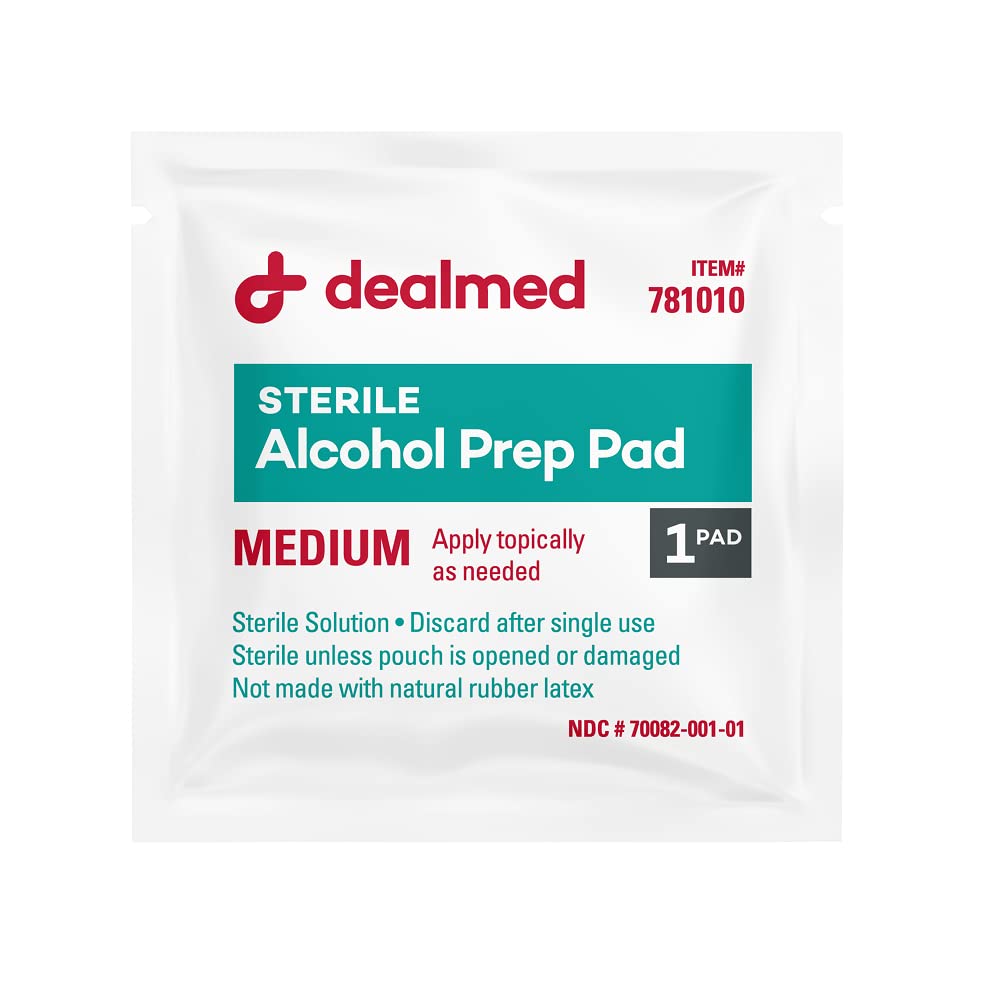 Dealmed Alcohol Prep Pads - 70% Alcohol, Sterile Wipes - 200 Count