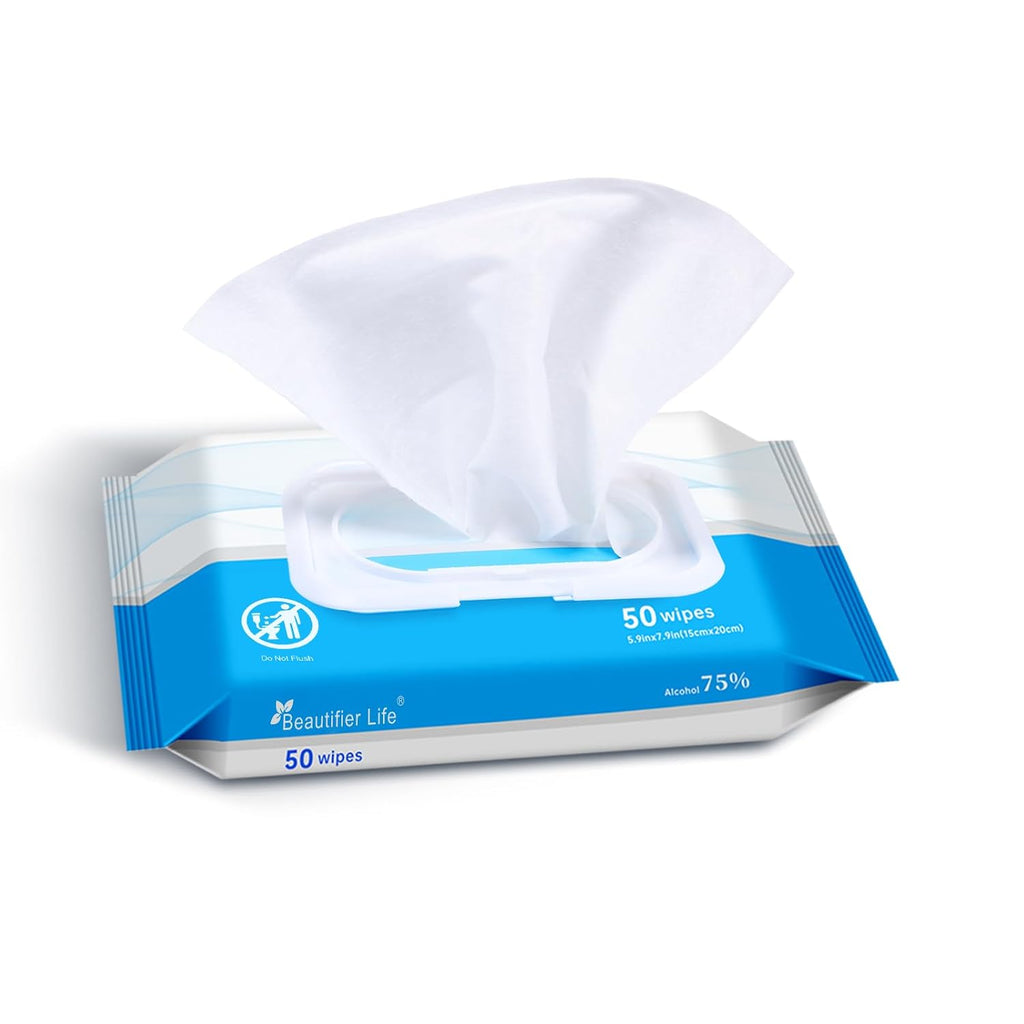 Beautifier Life 75% Alcohol Wet Hand Sanitizing Wipes - With Aloe, Moisturizer, and Vitamin E Formula - Premium Sanitizer for Travel, Home, Office, and School Use (Aloe, 200)
