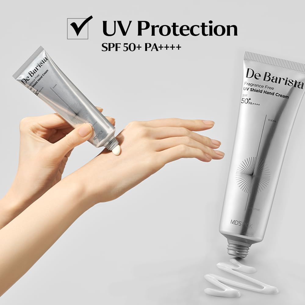 MD'S PICK De Barista Hand Cream SPF50+/PA++++, 1.76 oz, UV Protection, Fragrance-Free, Anti-Aging, Vegan, Lightweight Moisturizer for Dry Hands