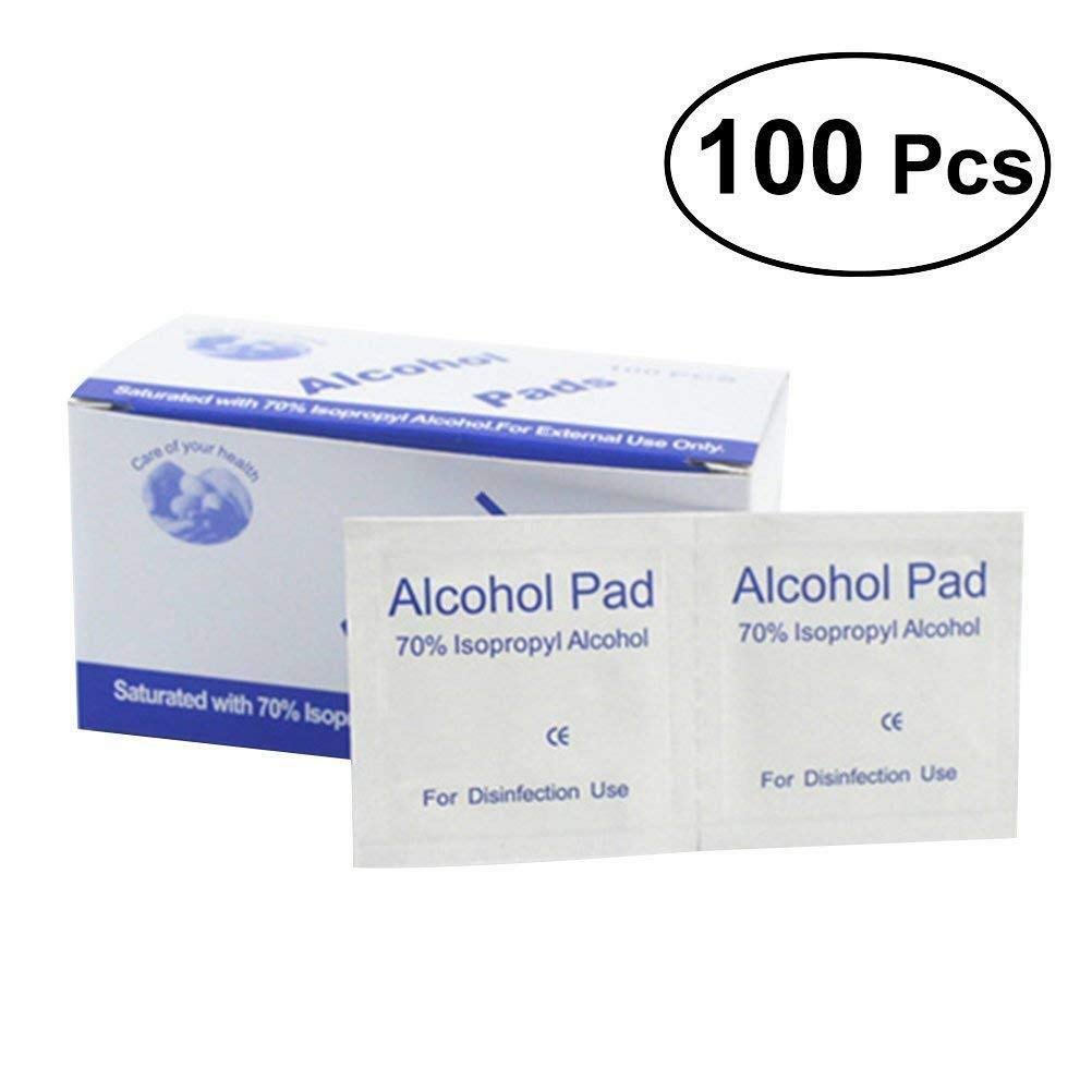 100PCS Disposable Alcohol Prep Pads - Skin Cleansing Wipes Saturated with 75% Ethanol - Medical Alcohol for Home or Outdoor Use