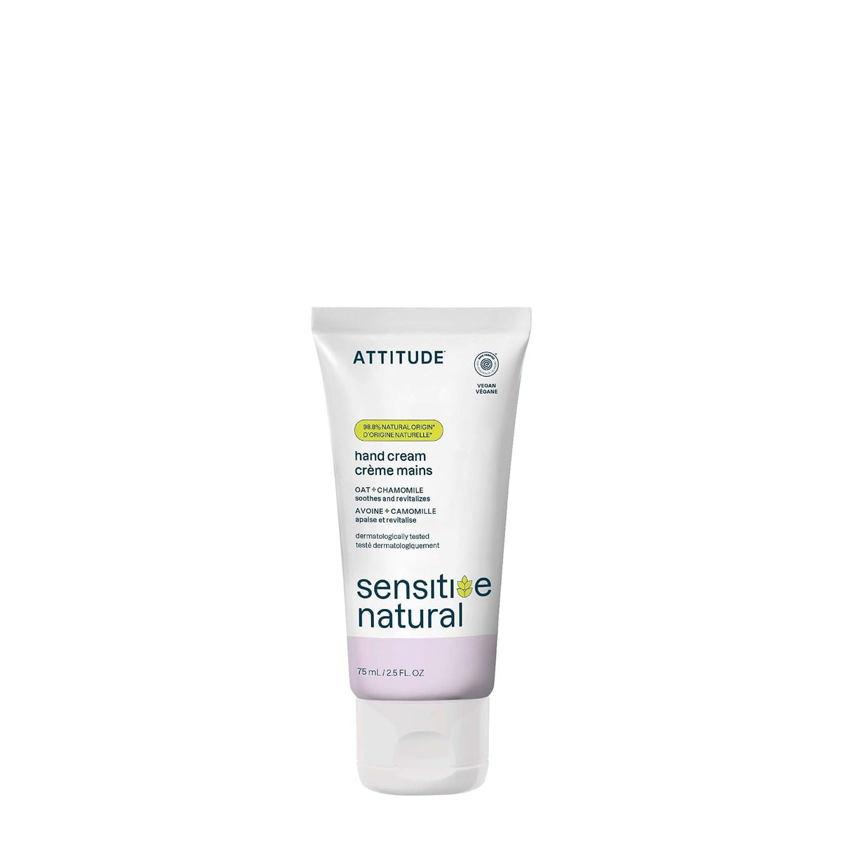 ATTITUDE Hand Cream for Sensitive Skin with Oat, EWG Verified, Dermatologically Tested, Vegan, Chamomile, 2.5 Fl Oz