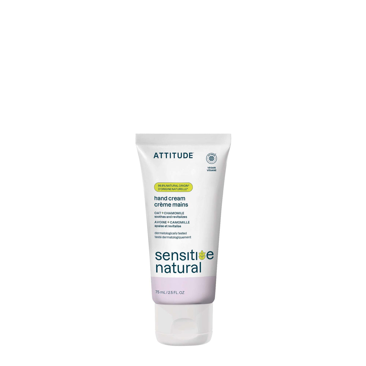 ATTITUDE Hand Cream for Sensitive Skin with Oat, EWG Verified, Dermatologically Tested, Vegan, Chamomile, 2.5 Fl Oz