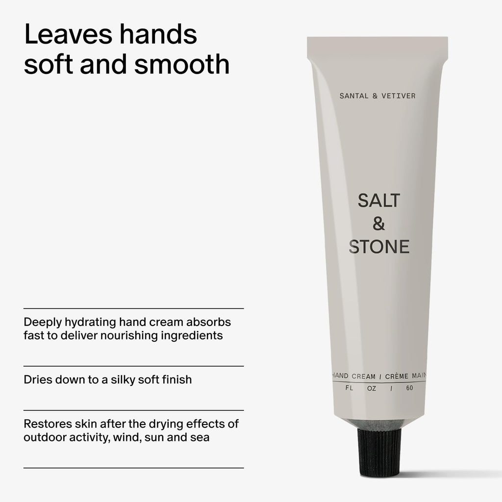 Salt & Stone Hand Cream, Hand Lotion, Women & Men, Santal & Vetiver 2 fl oz