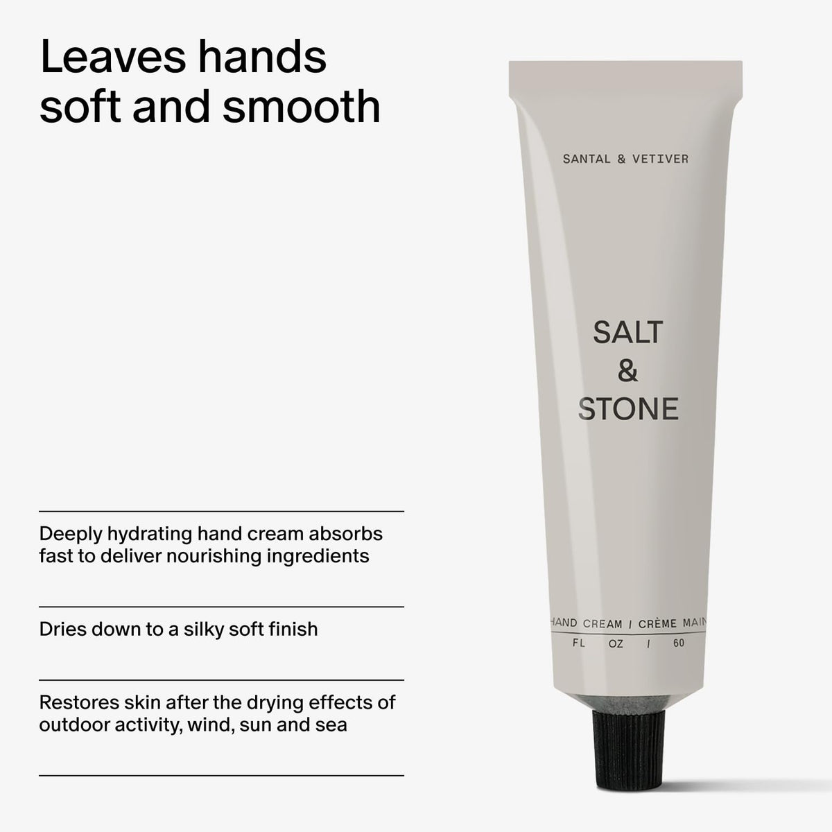 Salt & Stone Hand Cream, Hand Lotion, Women & Men, Santal & Vetiver 2 fl oz