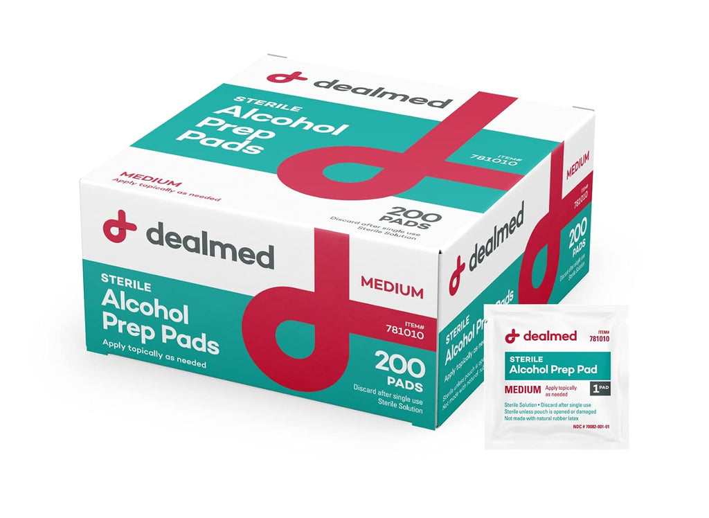 Dealmed Alcohol Prep Pads - 70% Alcohol, Sterile Wipes - 200 Count