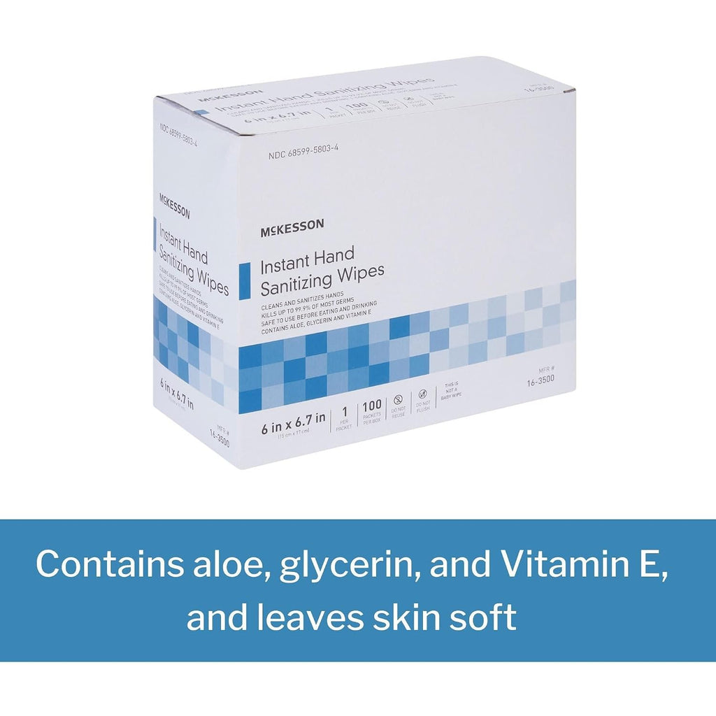 McKesson Hand Sanitizing Wipes Alcohol Wipes w/Aloe and Vitamin E, 200 ct