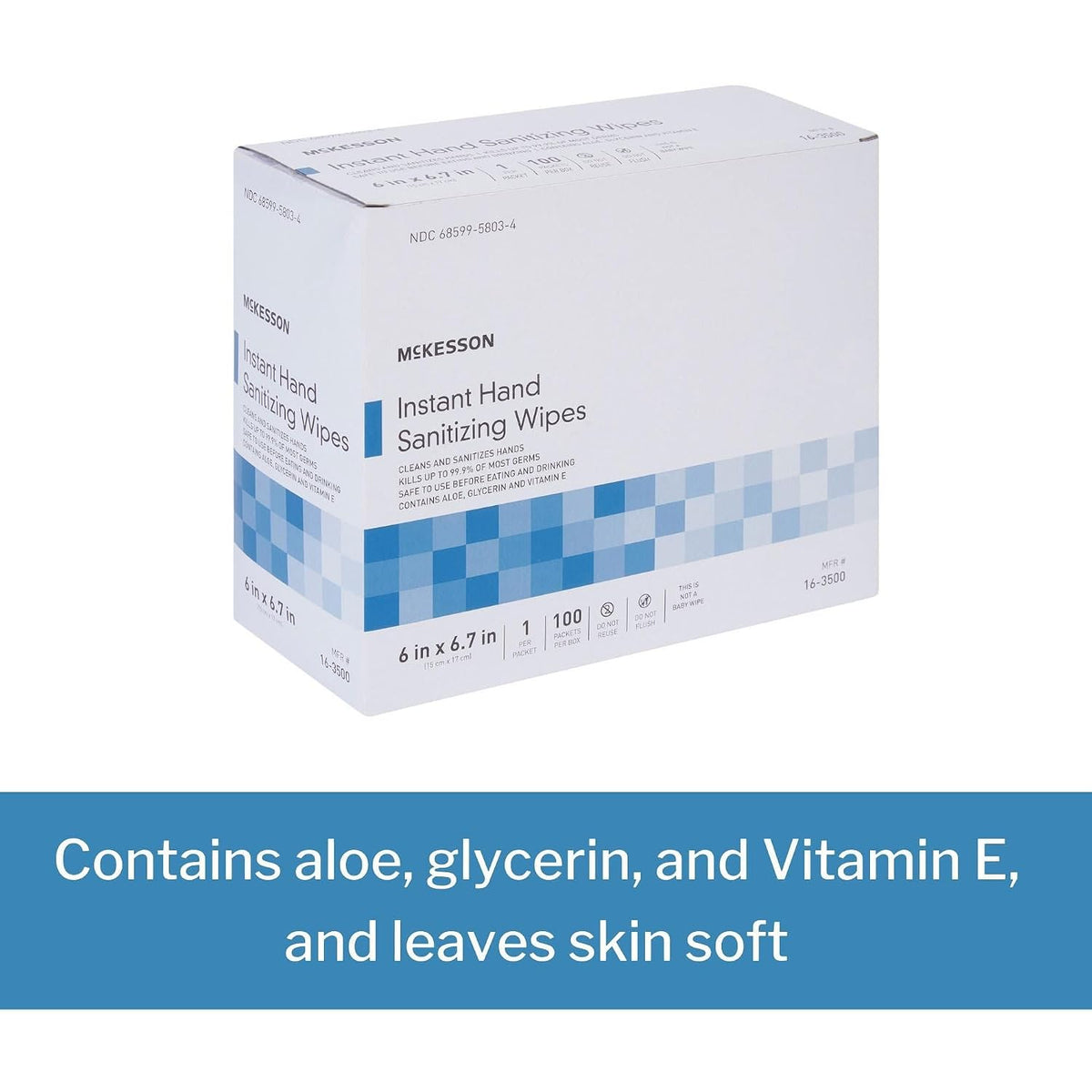 McKesson Hand Sanitizing Wipes Alcohol Wipes w/Aloe and Vitamin E, 100 ct