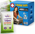 Tazza Alcohol Wipes - Unscented, Travel Hand Cleaning Wipes - 80 Ct (Pack of 6, 480 Wipes)