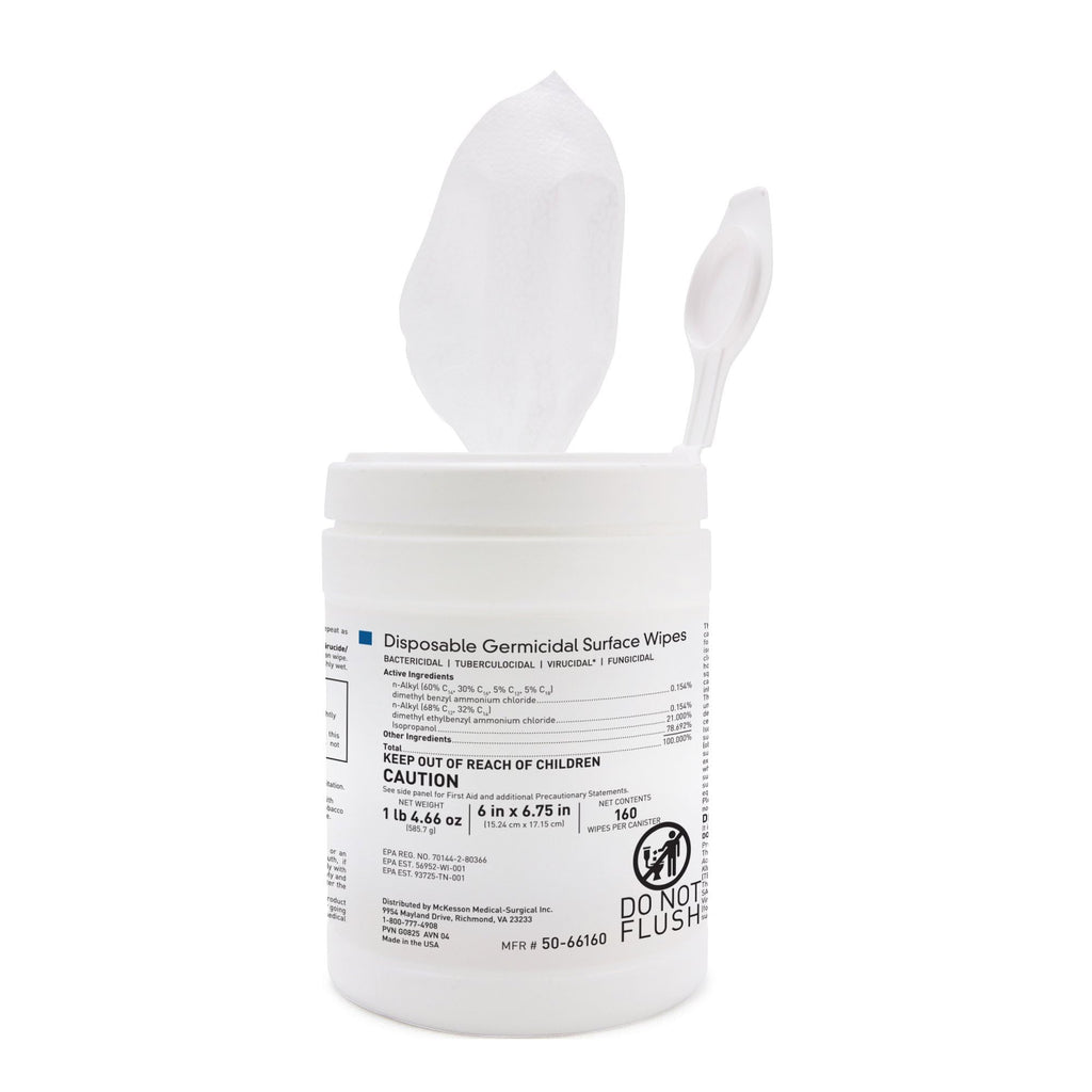 McKesson Germicidal Wipes, Disinfecting Alcohol Wipes, 12 Pack, 1920 Wipes