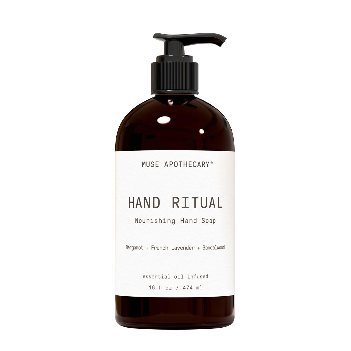 Muse Apothecary Hand Ritual - Aromatic and Nourishing Hand Soap, Infused with Natural Aromatherapy Essential Oils - USDA Certified Biobased - 16 oz, Aloe + Eucalyptus + Lavender, 2 Pack