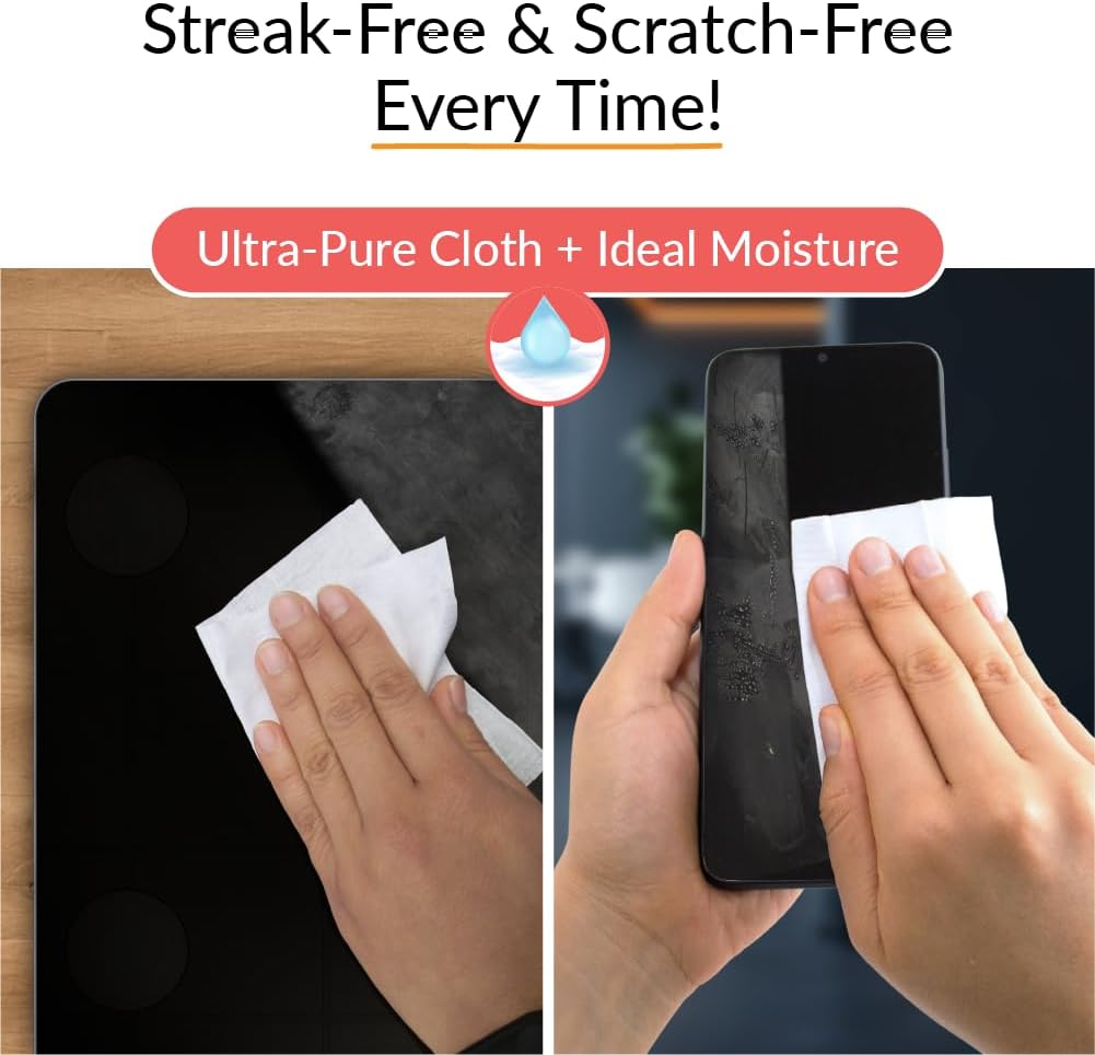 iCloth 70% Isopropyl Alcohol Large Screen and Electronics Wipes, Lint-Free, Streak-Free, Fast-Drying, Removes Dust and Fingerprints (50 Wipes)