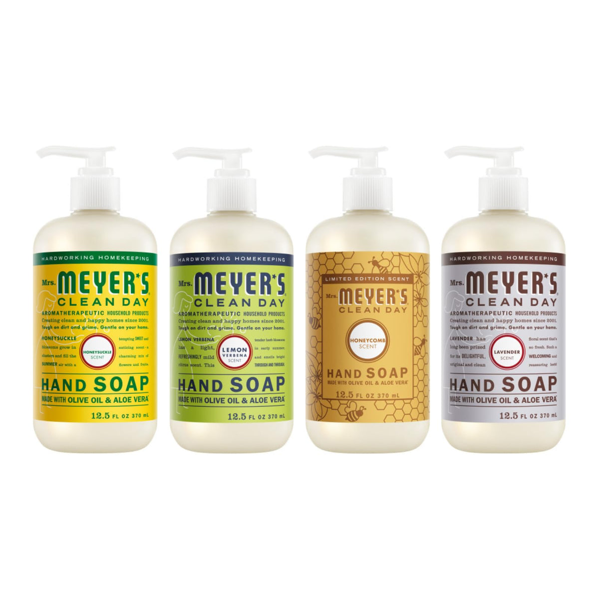 MRS. MEYER'S Liquid Hand Soap 12.5 OZ Scents Variety Pack 6 ( Rosemary, Basil, Geranium, Honeysuckle, Lavender, and Lemon Verbena)