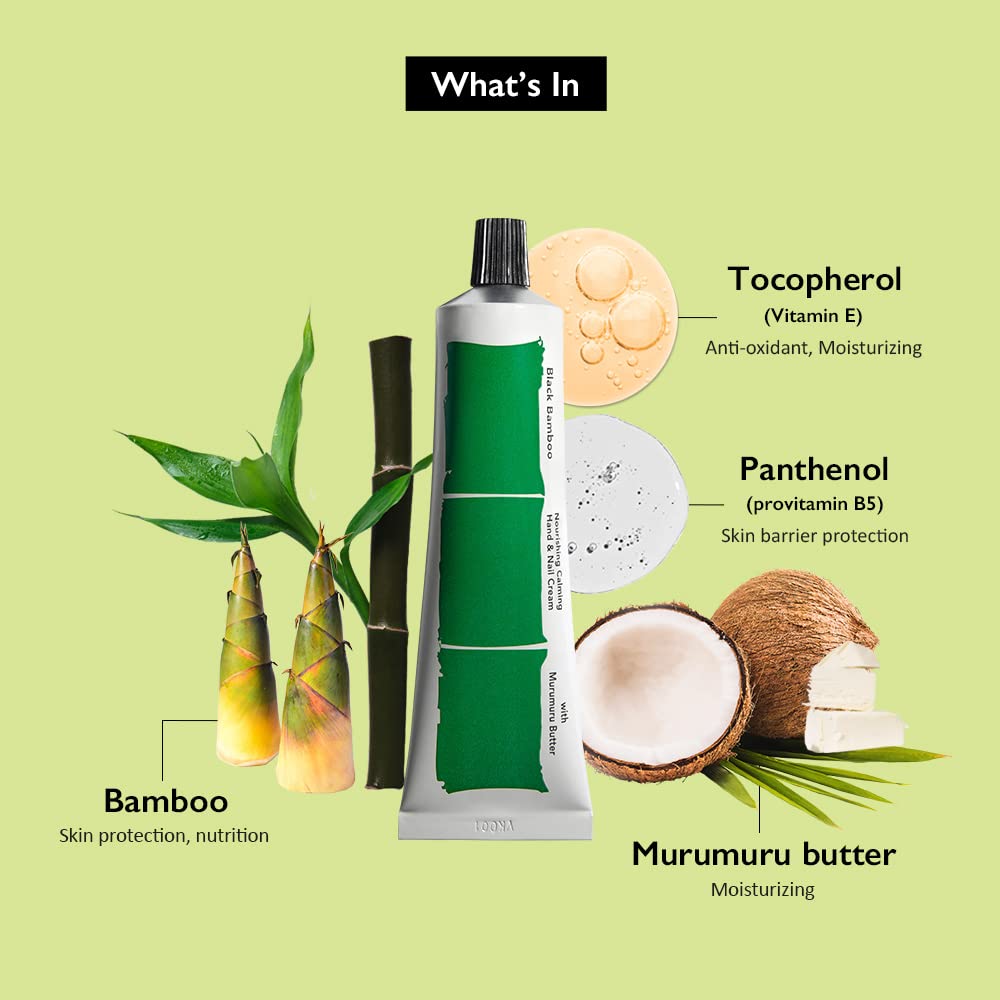 HARUHARU Black Bamboo Hand & Nail Cream, 1.69 fl.oz, Nourish & Calm, Vegan