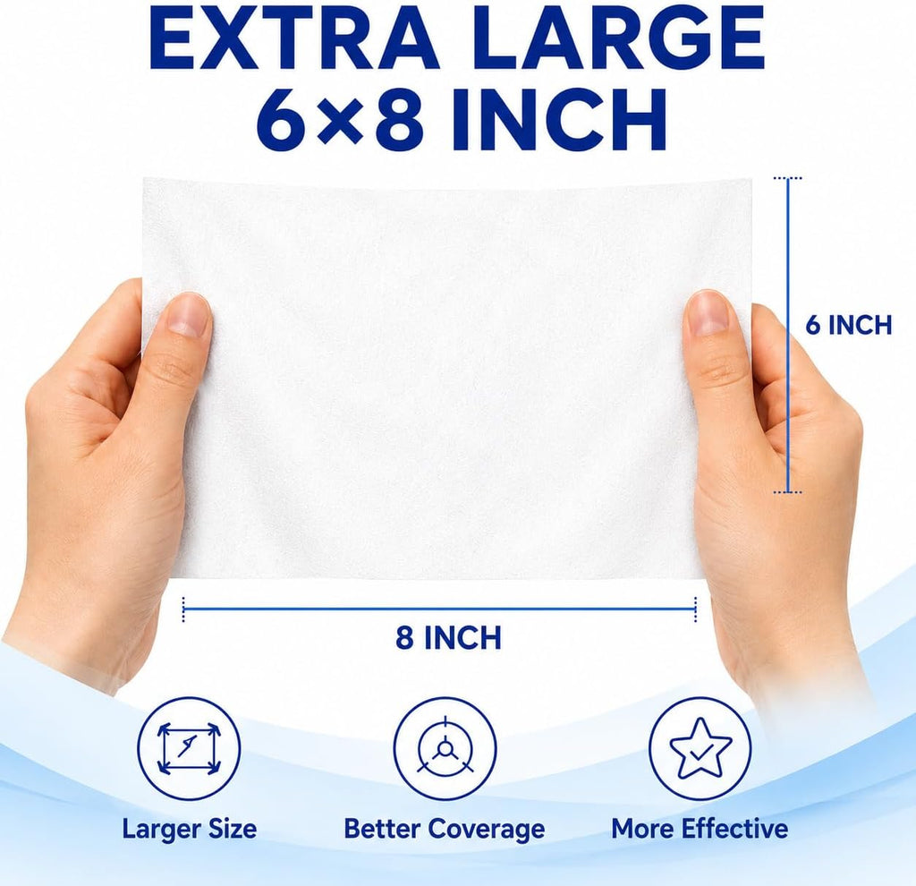 Extra Large 75% Alcohol Wipes, 100 Individually Wrapped 6 x 8 Inch Sanitizing Wipes