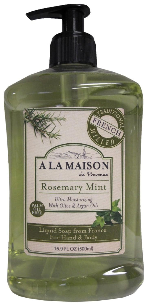A LA MAISON Rosemary Mint French Liquid Hand Soap - Natural Hand Wash Made with Essential Oils - Biodegradable, Plant-Based, Vegan, Cruelty-Free, Alcohol & Paraben Free (16.9 oz, 3 Pack)