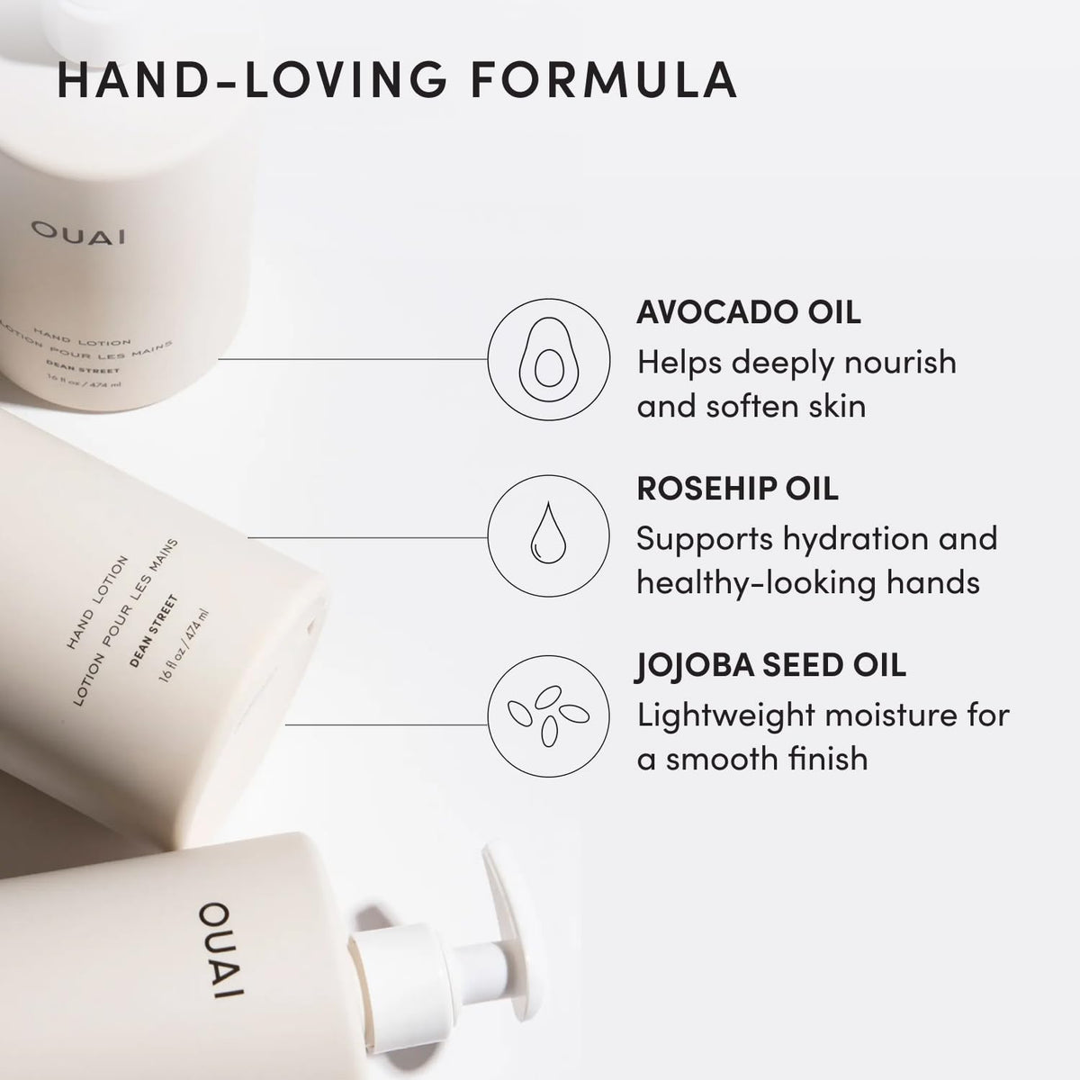 OUAI Hand Lotion - Hydrating Lotion for Dry Skin (16 Fl Oz)