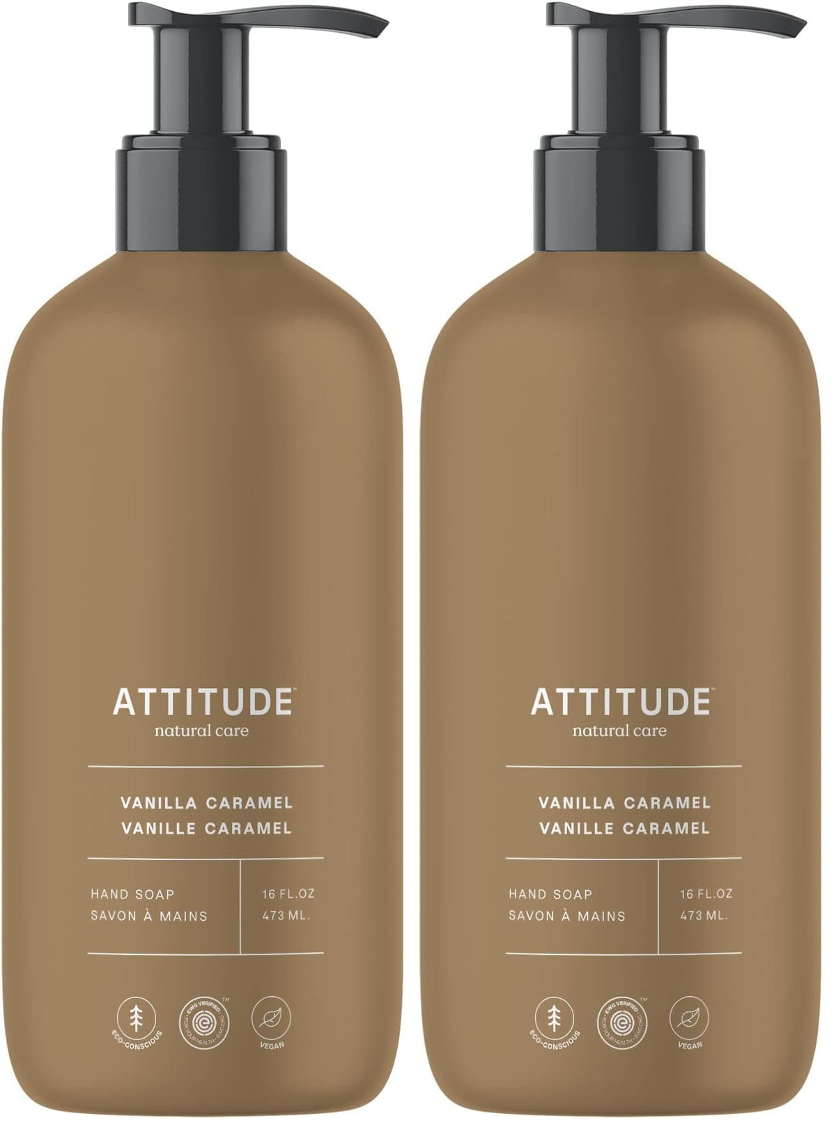 ATTITUDE Liquid Hand Soap, EWG Verified, Plant and Mineral-Based, Vegan Personal Care Products, Vanilla Caramel, 16 Fl Oz
