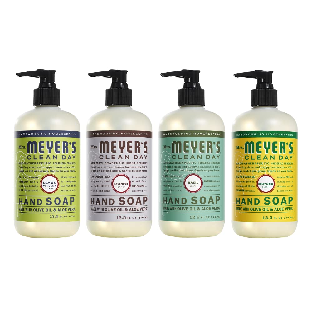 Mrs. MEYER'S CLEAN DAY Liquid Hand Soap Variety Pack 12.5 OZ Each, 3 Count (Lemon Verbena + Basil + Peony)