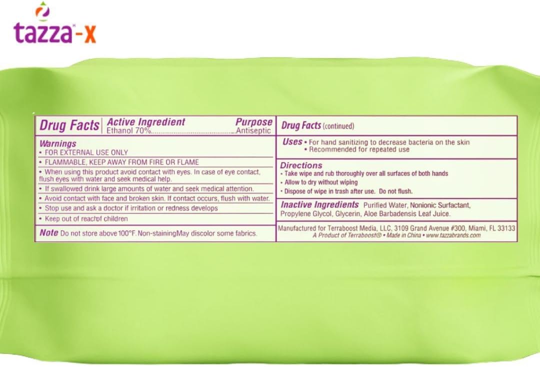 Tazza Alcohol Wipes - Unscented, Travel Hand Cleaning Wipes - 80 Ct (Pack of 6, 480 Wipes)