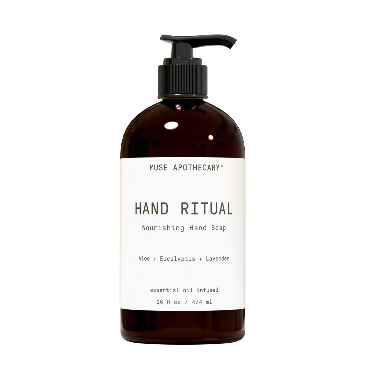 Muse Apothecary Hand Ritual - Aromatic and Nourishing Hand Soap, Infused with Natural Aromatherapy Essential Oils - USDA Certified Biobased - 16 oz, Aloe + Eucalyptus + Lavender, 2 Pack