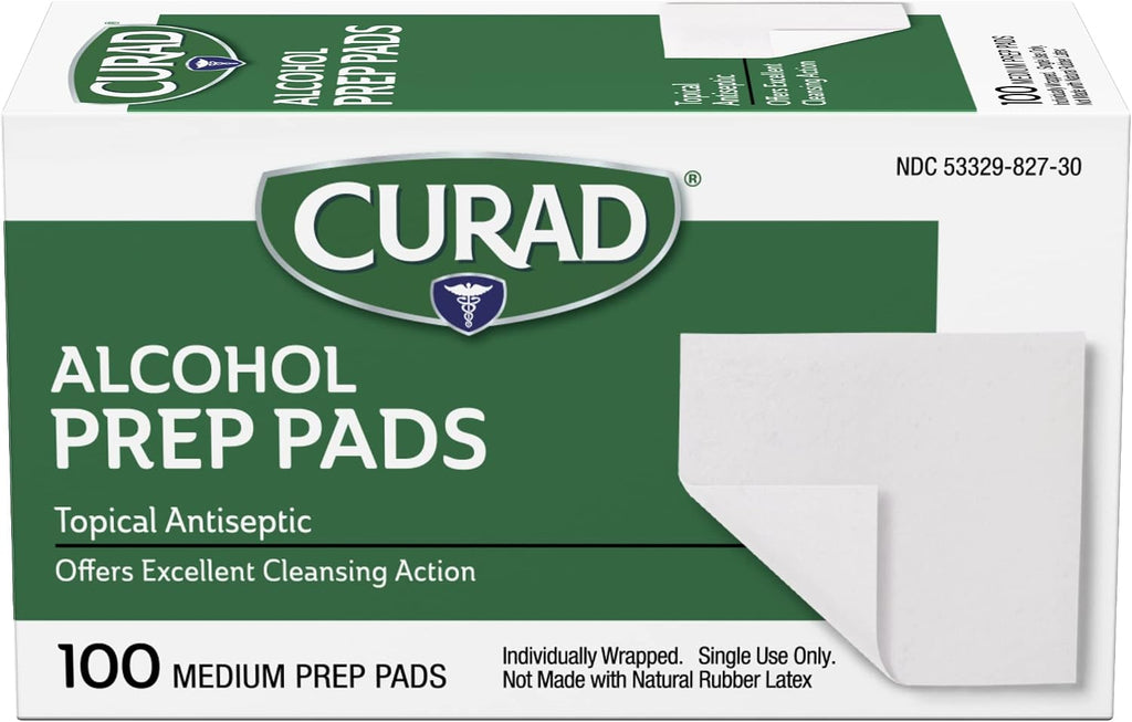 CURAD Medium 2-Ply Sterile Alcohol Prep Pads, Essential for First Aid Kits, 100/Box, Pack of 30