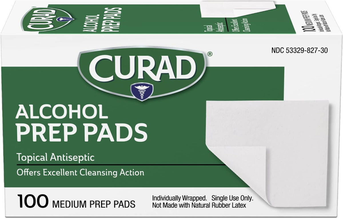 CURAD Medium 2-Ply Sterile Alcohol Prep Pads, Essential for First Aid Kits, 100/Box, Pack of 30