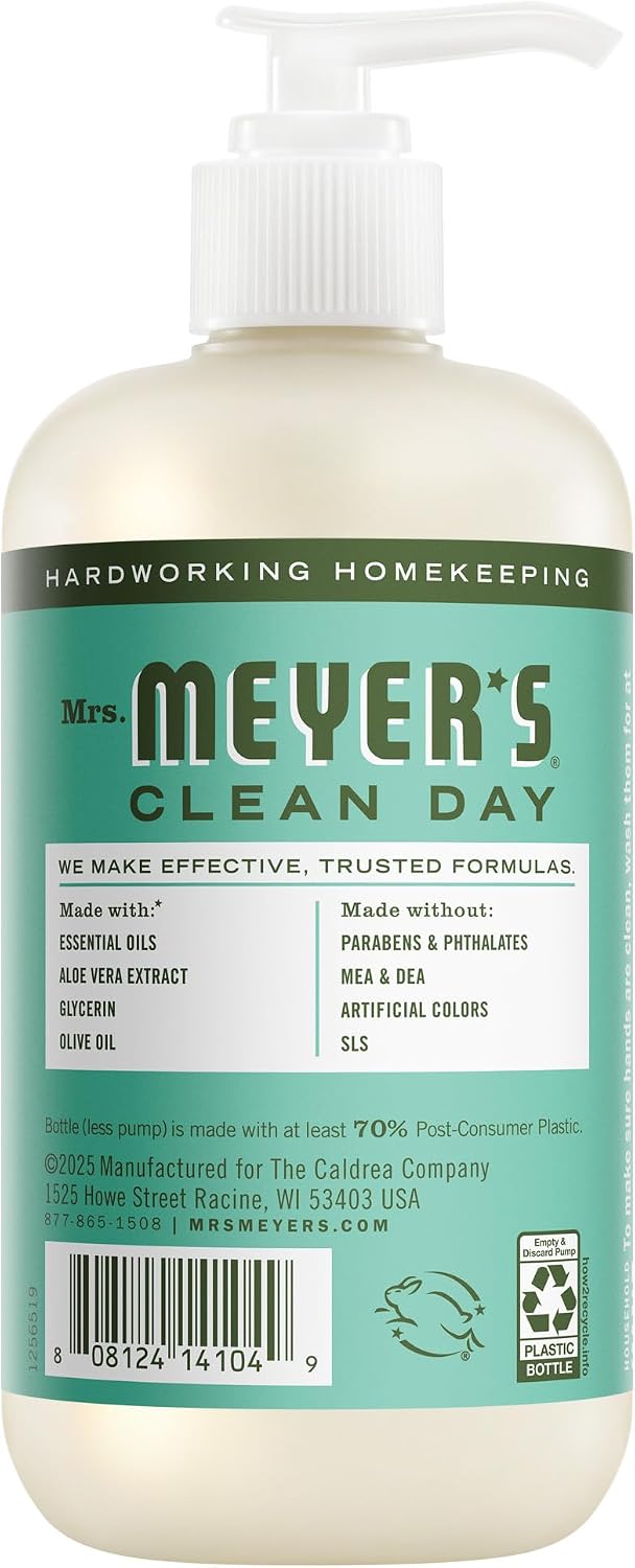 MRS. MEYER'S CLEAN DAY Hand Soap, Basil Scent, 12.5 Fl Oz Bottle - 3 Pack