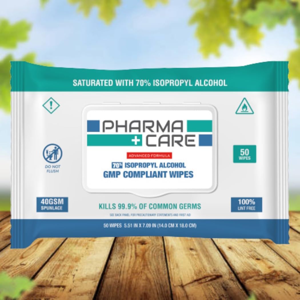 PharmaCare Advanced Formula 70% Alcohol Wipes - 6 Pack