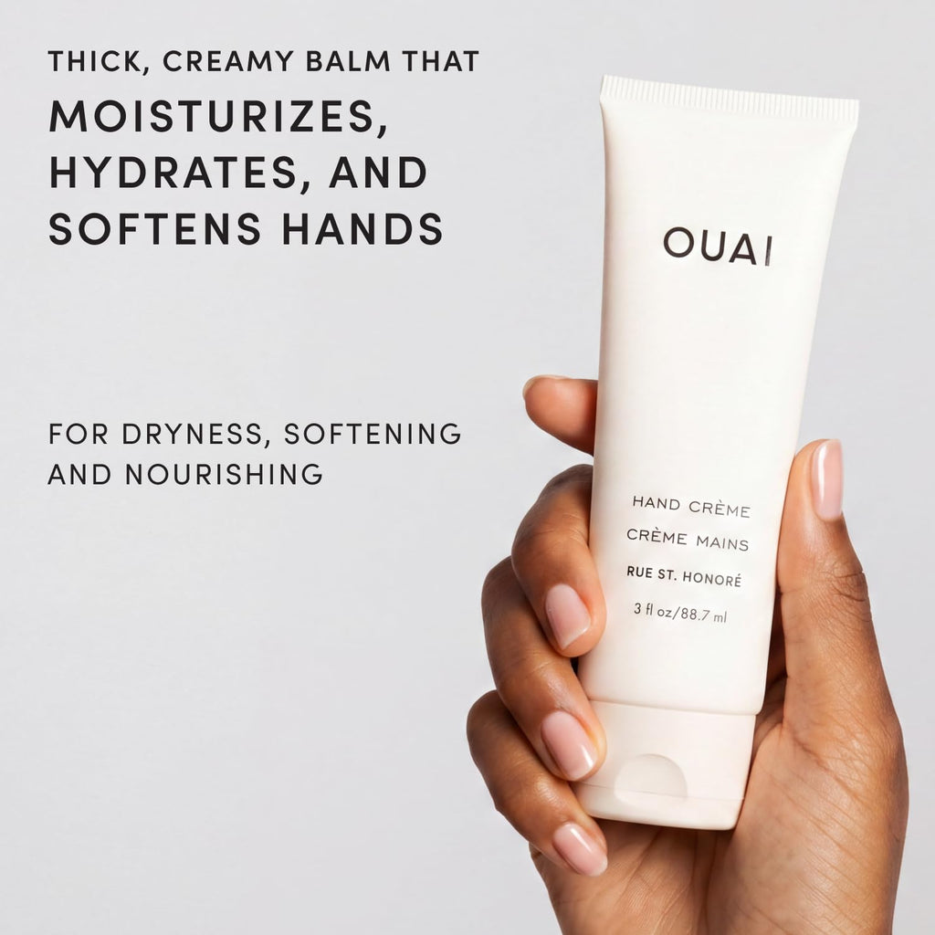 OUAI Hand Cream - Thick, Creamy Balm with Coconut Oil, Murumuru Butter and Shea Butter - Hydrating Moisturizer for Soft Hands - Use Daily to Deeply Nourish Skin (3 Oz)