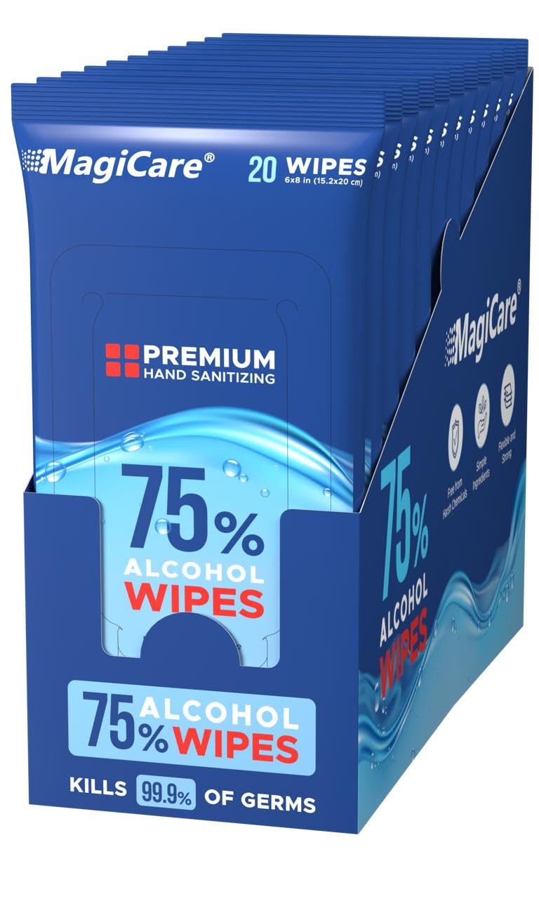 MagiCare Hand Sanitizer Wipes Travel Size, 75% Alcohol Wipes, Sanitizing