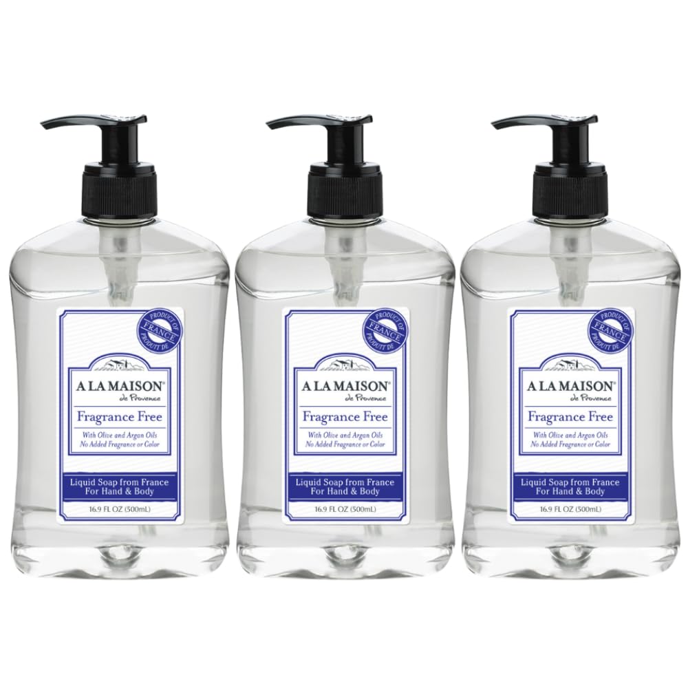 A LA MAISON Rosemary Mint French Liquid Hand Soap - Natural Hand Wash Made with Essential Oils - Biodegradable, Plant-Based, Vegan, Cruelty-Free, Alcohol & Paraben Free (16.9 oz, 3 Pack)