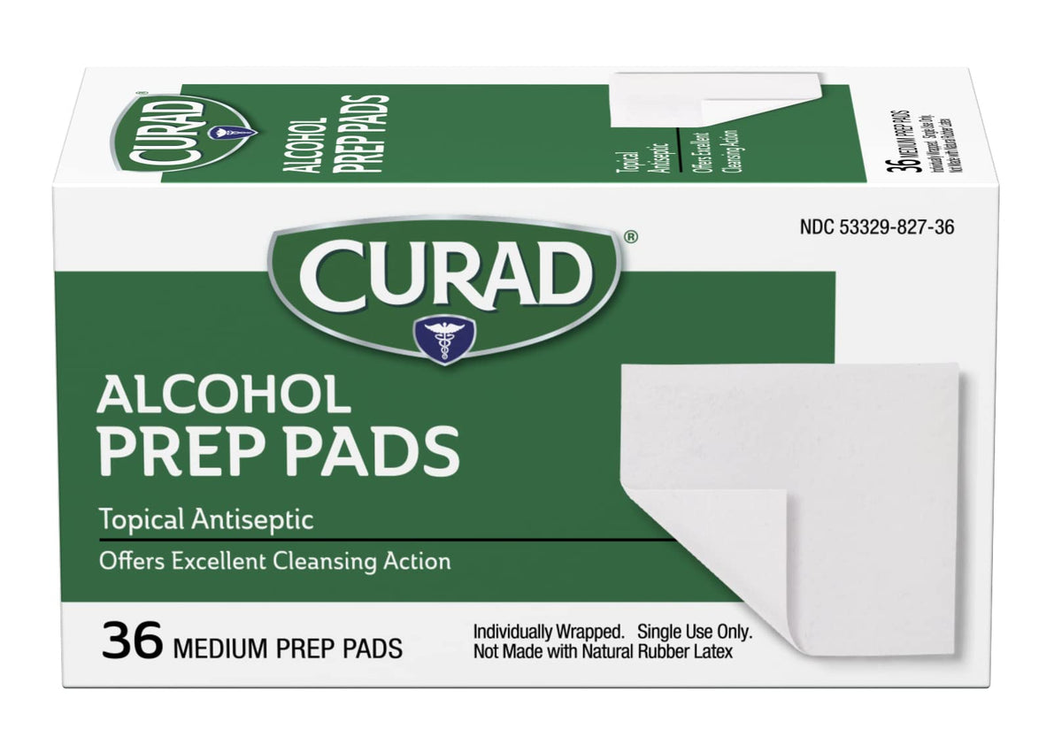 CURAD Medium 2-Ply Sterile Alcohol Prep Pads, Essential for First Aid Kits, 100/Box, Pack of 30