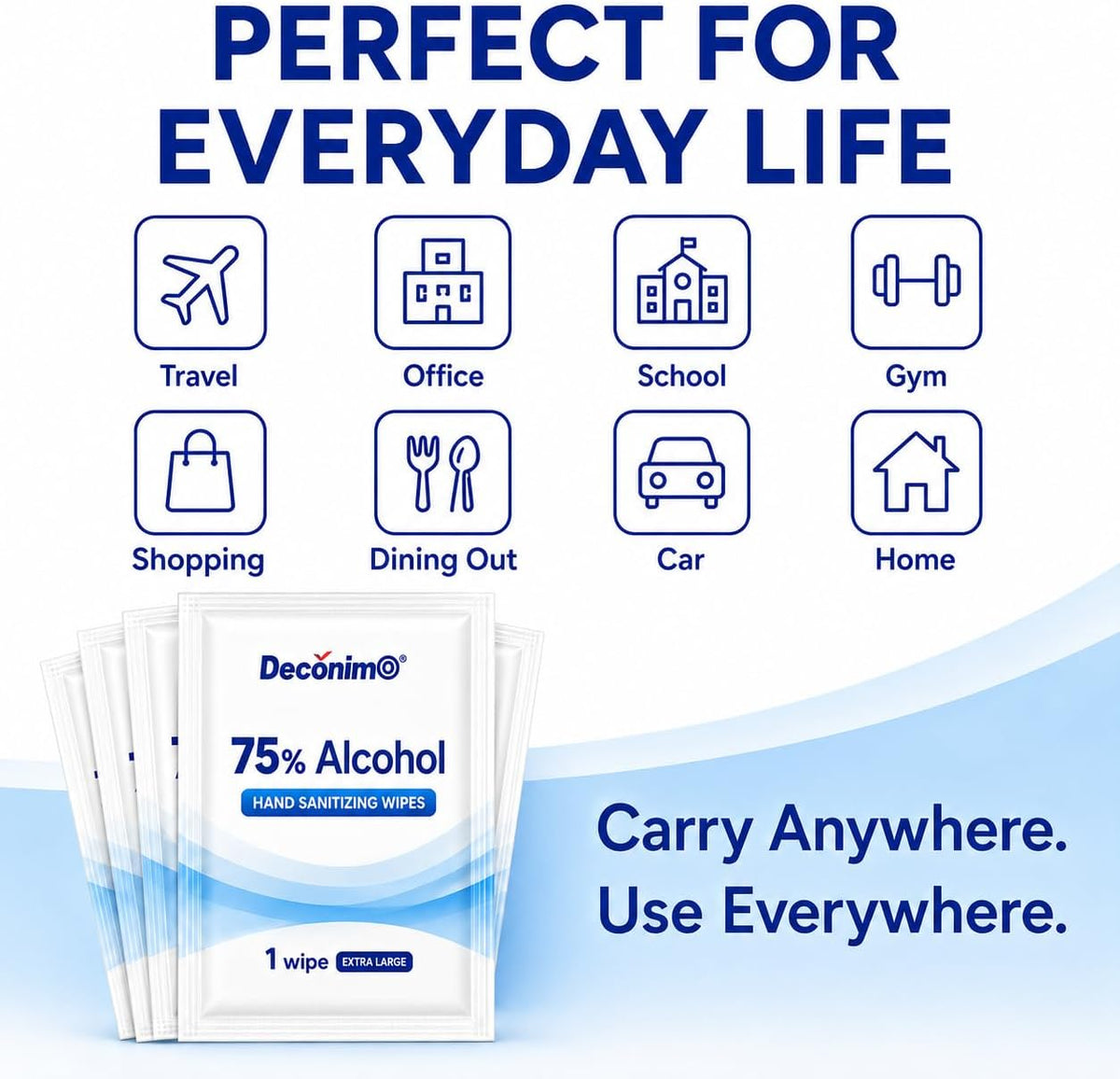 Extra Large 75% Alcohol Wipes, 100 Individually Wrapped 6 x 8 Inch Sanitizing Wipes