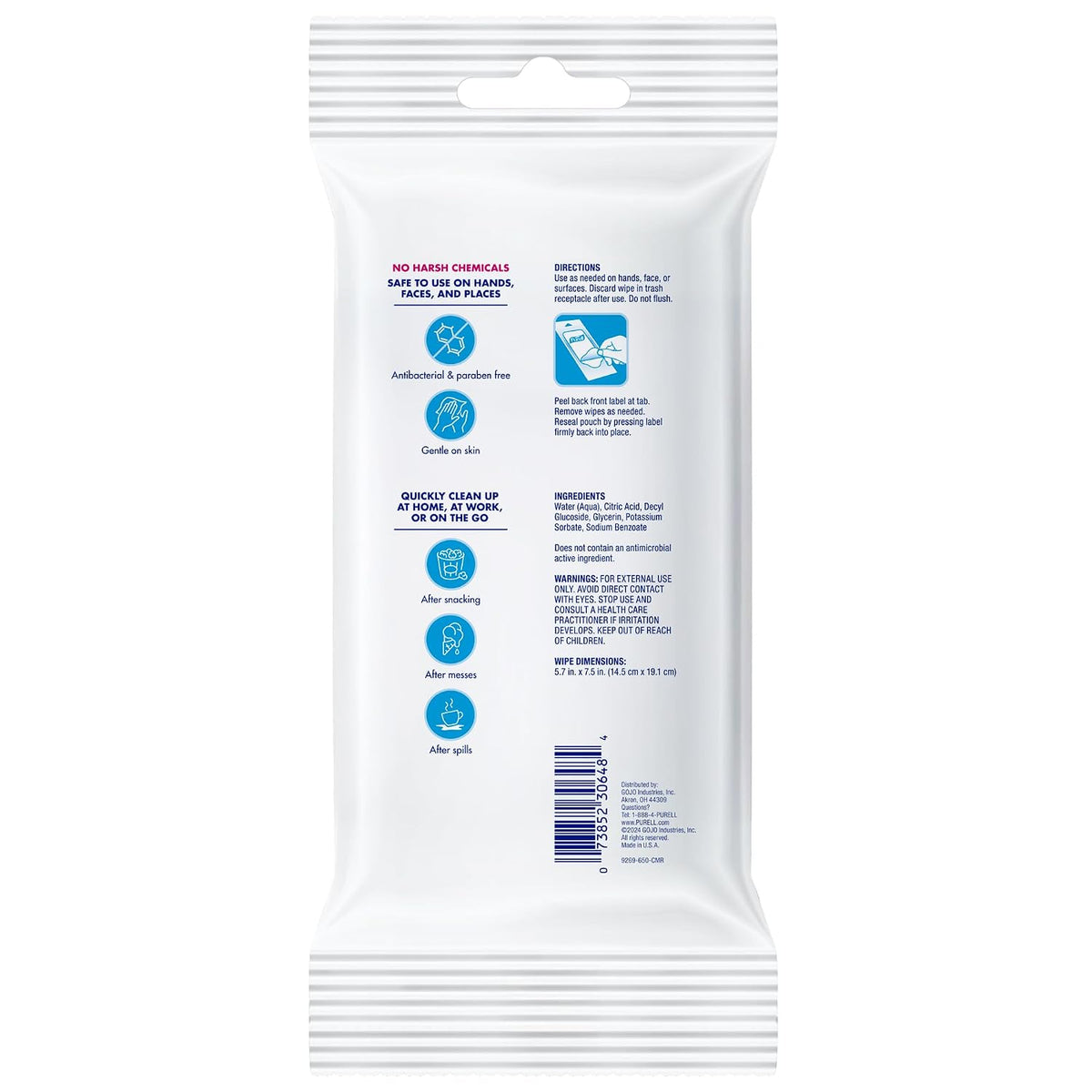 Purell Clean & Go Wipes Skin & Surface, Fresh Scent 12pk x 20ct 9269-12-CMR