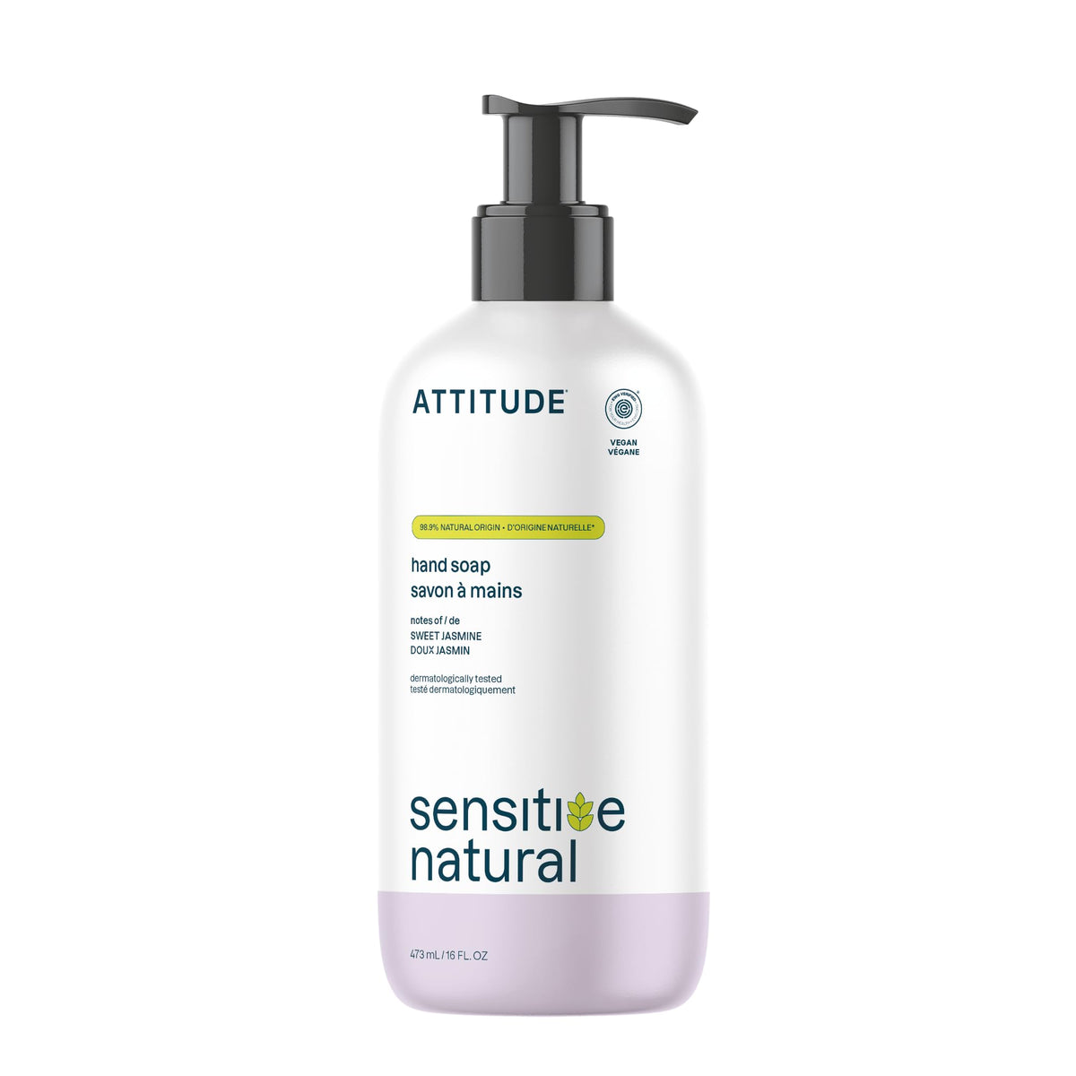 ATTITUDE Hand Soap for Sensitive Skin with Oat, EWG Verified, Dermatologically Tested, Vegan, Sweet Jasmine Scent, 16 Fl Oz (Pack of 3)