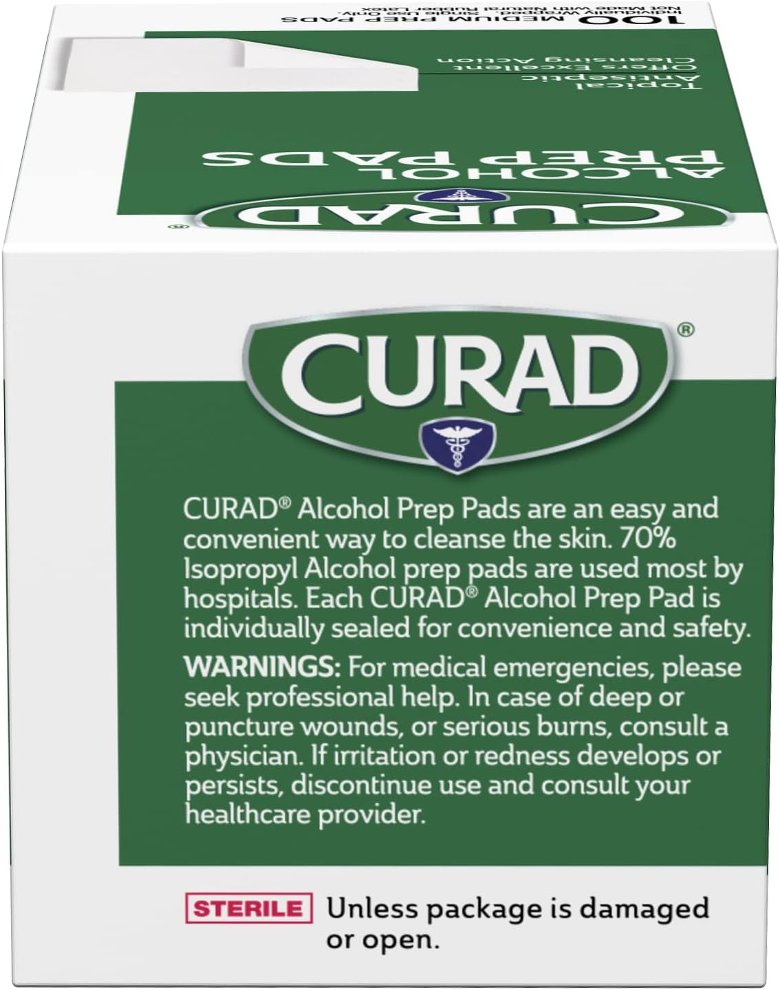 CURAD Medium 2-Ply Sterile Alcohol Prep Pads, Essential for First Aid Kits, 100/Box, Pack of 30
