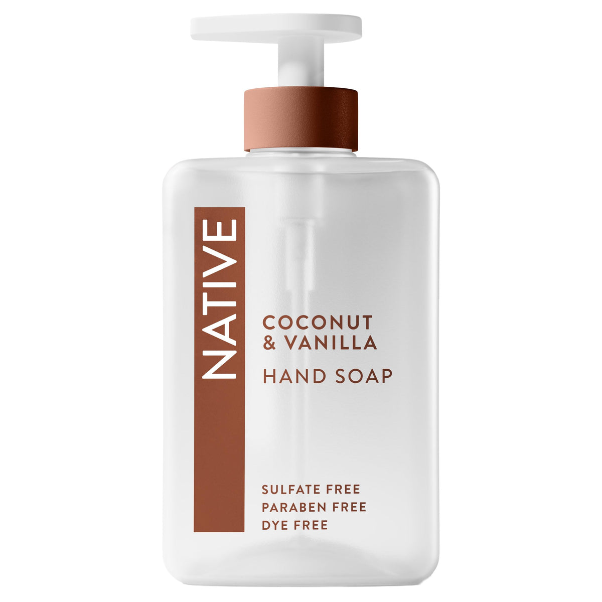Native Liquid Hand Soap, Coconut & Vanilla Scent, Non-Drying Formula for Soft, Smooth Hands, Made with Plant-Based Cleansers, Sulfate & Paraben Free, 13 oz Bottle