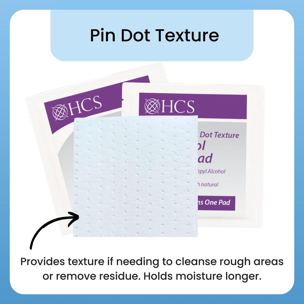 HCS Medium Alcohol Prep Pads - 70% Isopropyl Alcohol Wipes, Individually Wrapped - 2 ply, Textured, Sterile Skin Prep Swabs (200/Box)