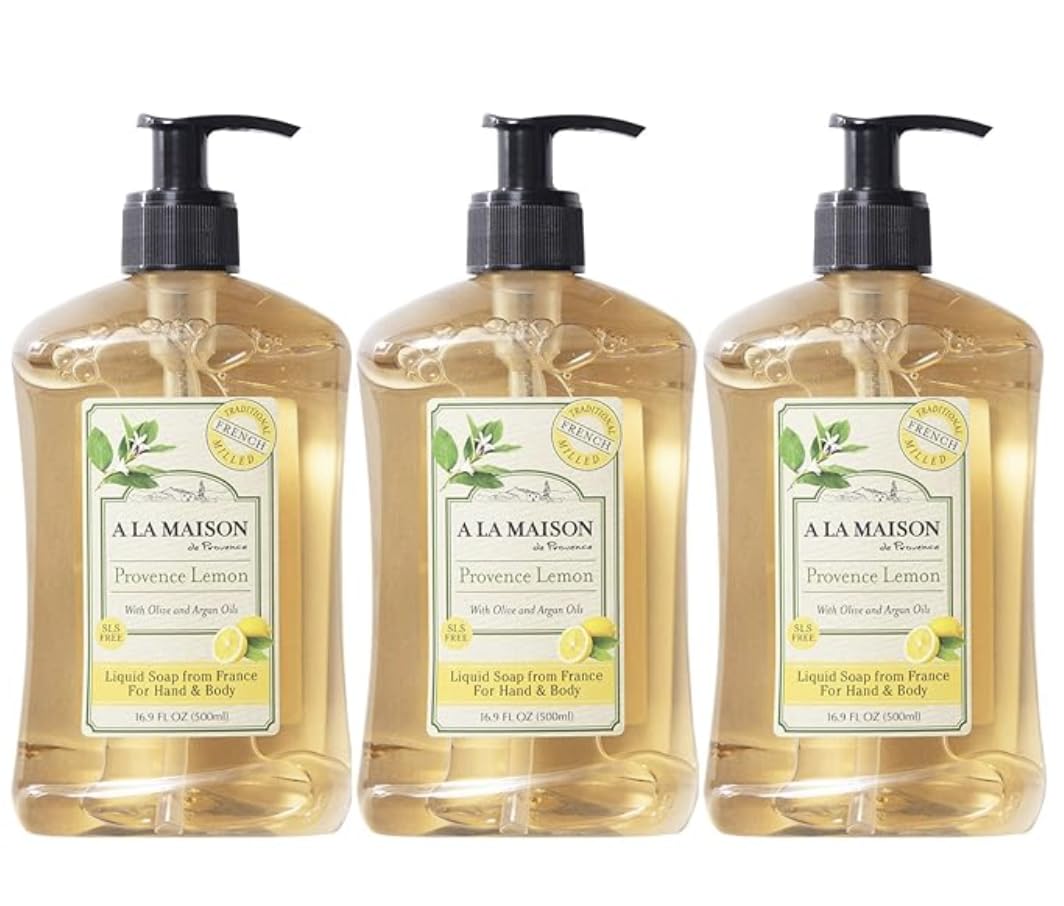 A LA MAISON Rosemary Mint French Liquid Hand Soap - Natural Hand Wash Made with Essential Oils - Biodegradable, Plant-Based, Vegan, Cruelty-Free, Alcohol & Paraben Free (16.9 oz, 3 Pack)
