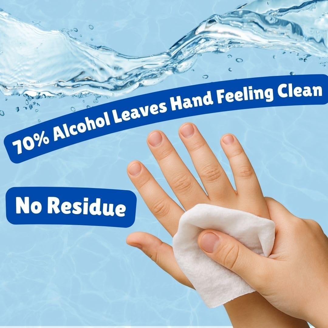 Tazza Alcohol Wipes - Unscented, Travel Hand Cleaning Wipes - 80 Ct (Pack of 6, 480 Wipes)
