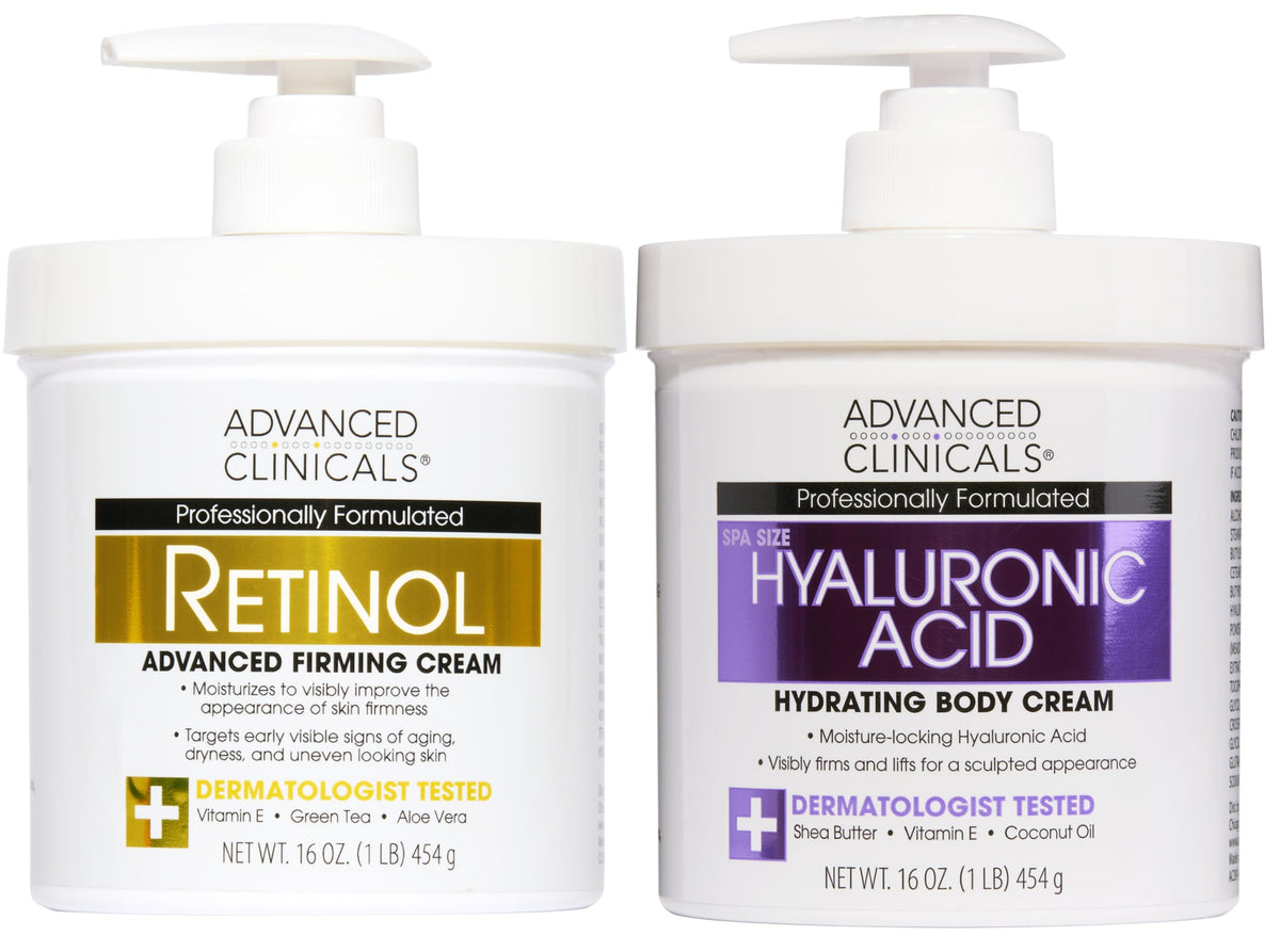 Advanced Clinicals Hyaluronic Acid Moisturizer Body Cream W/Vitamin E | Hydrating Cream & Body Lotion For Women & Men To Help Improve Look of Wrinkles, Dry Skin, Crepey Looking Skin, 16 Ounce