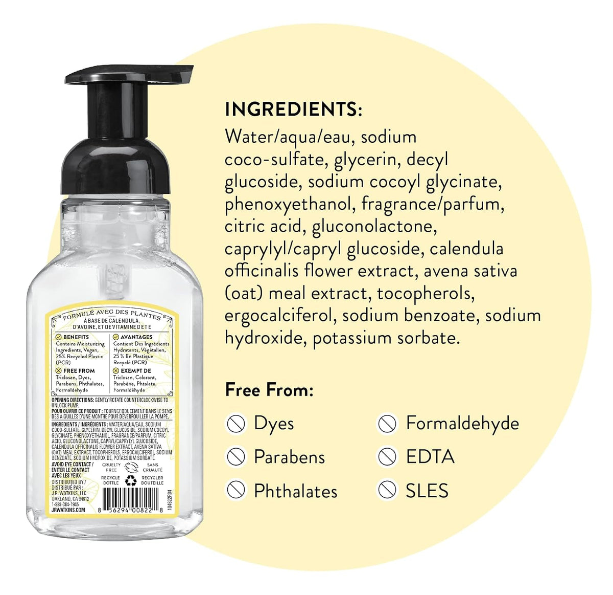 J.R. Watkins Moisturizing Foam Hand Soap Dispenser 3 Pack, Lemon, 9 fl oz