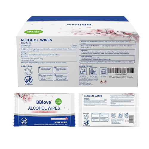 75% Alcohol Hand & Surface Wipes, 50 Count, Individually Wrapped