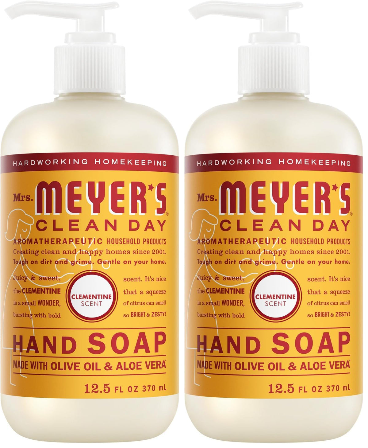 MRS. MEYER'S CLEAN DAY Hand Soap, Clementine Scent, 12.5 Fl Oz Bottle